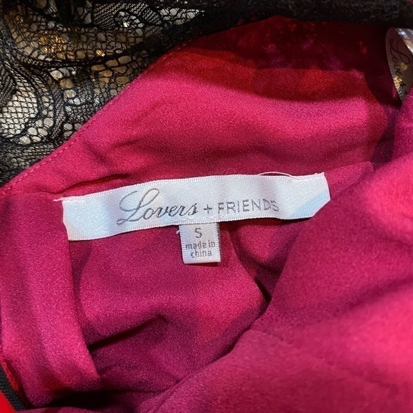 Revolve Lovers + Friends A line Hot Pink Black Lace Mini Dress Size Small - Picture 5 of 10